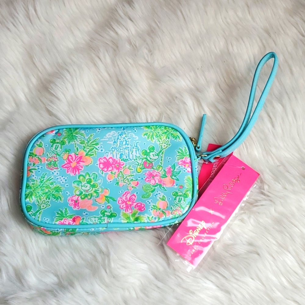 Lilly Pulitzer x Disney Wristlet Green Pink White New Collaboration Purse - Picture 1 of 3